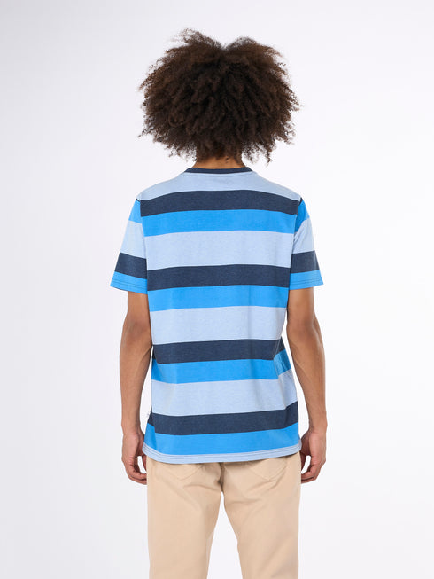 KnowledgeCotton Apparel - Regular block striped t-shirt - GOTS - Campanula